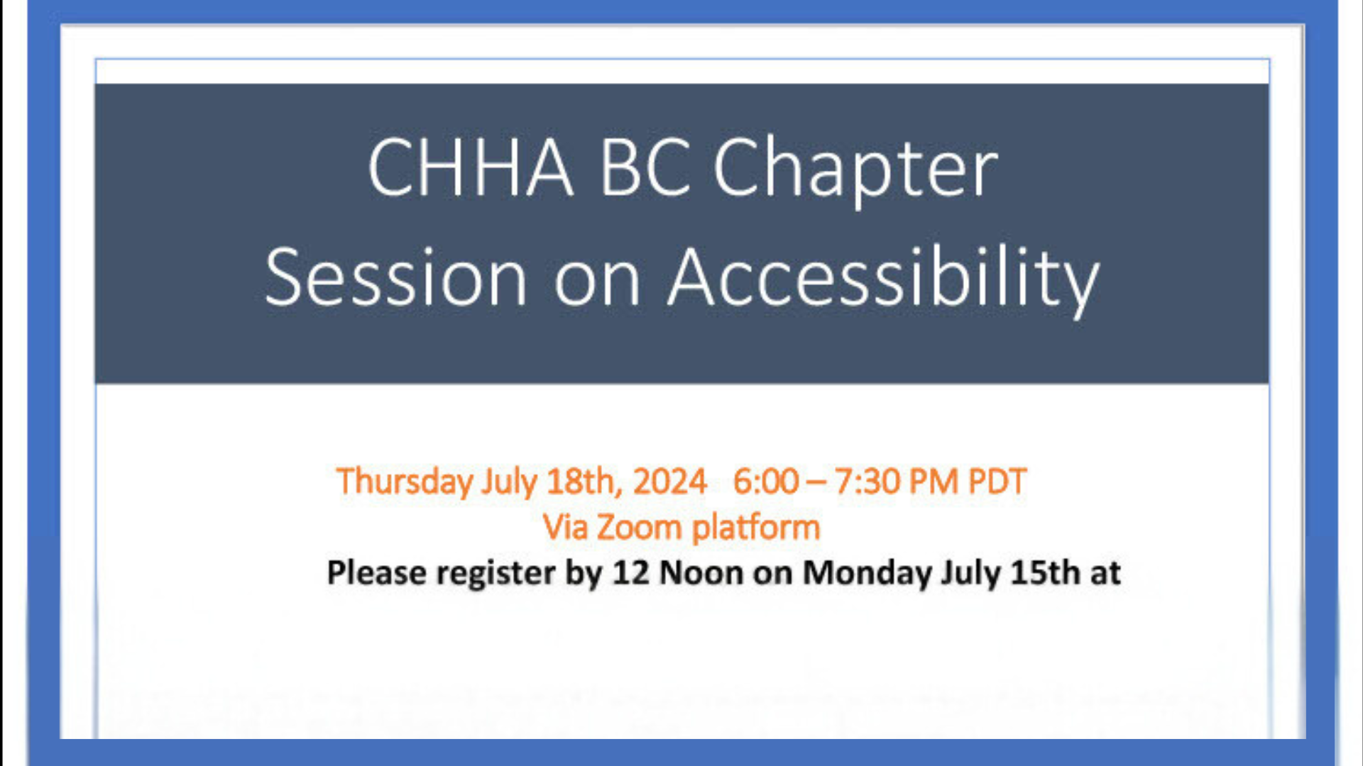 CHHA-BC Chapter Session on Accessibility